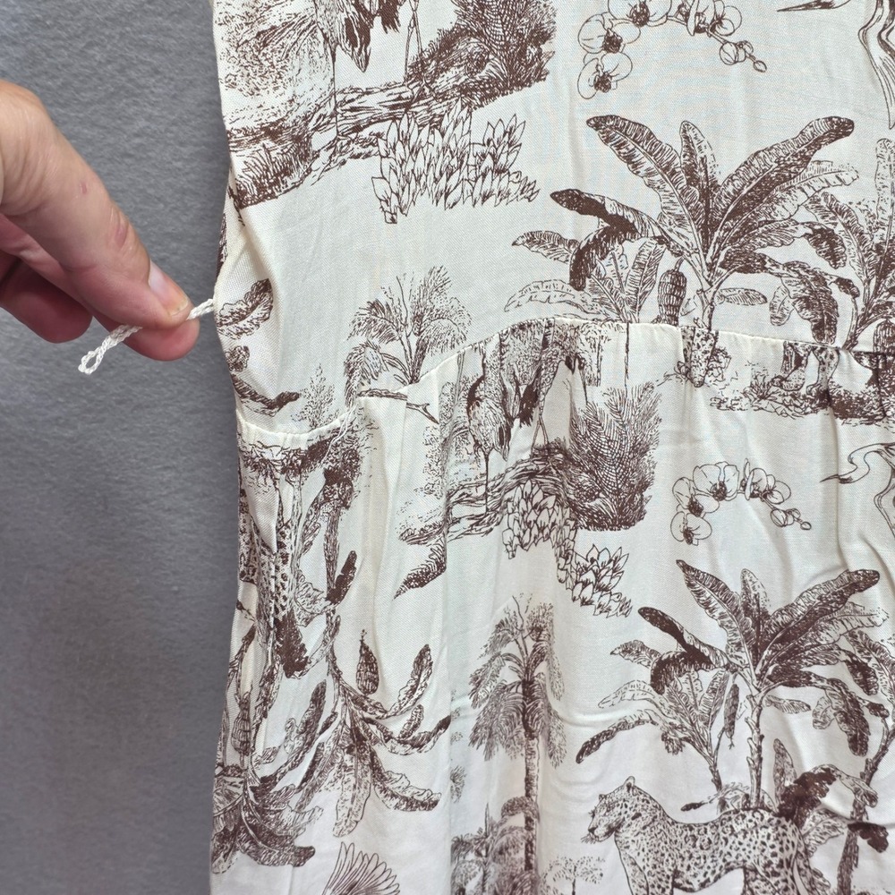 Cloth and Portrait Safari Toile Maxi Dress Sz XL Cream Leopard Tiered Jungle - Picture 5 of 12